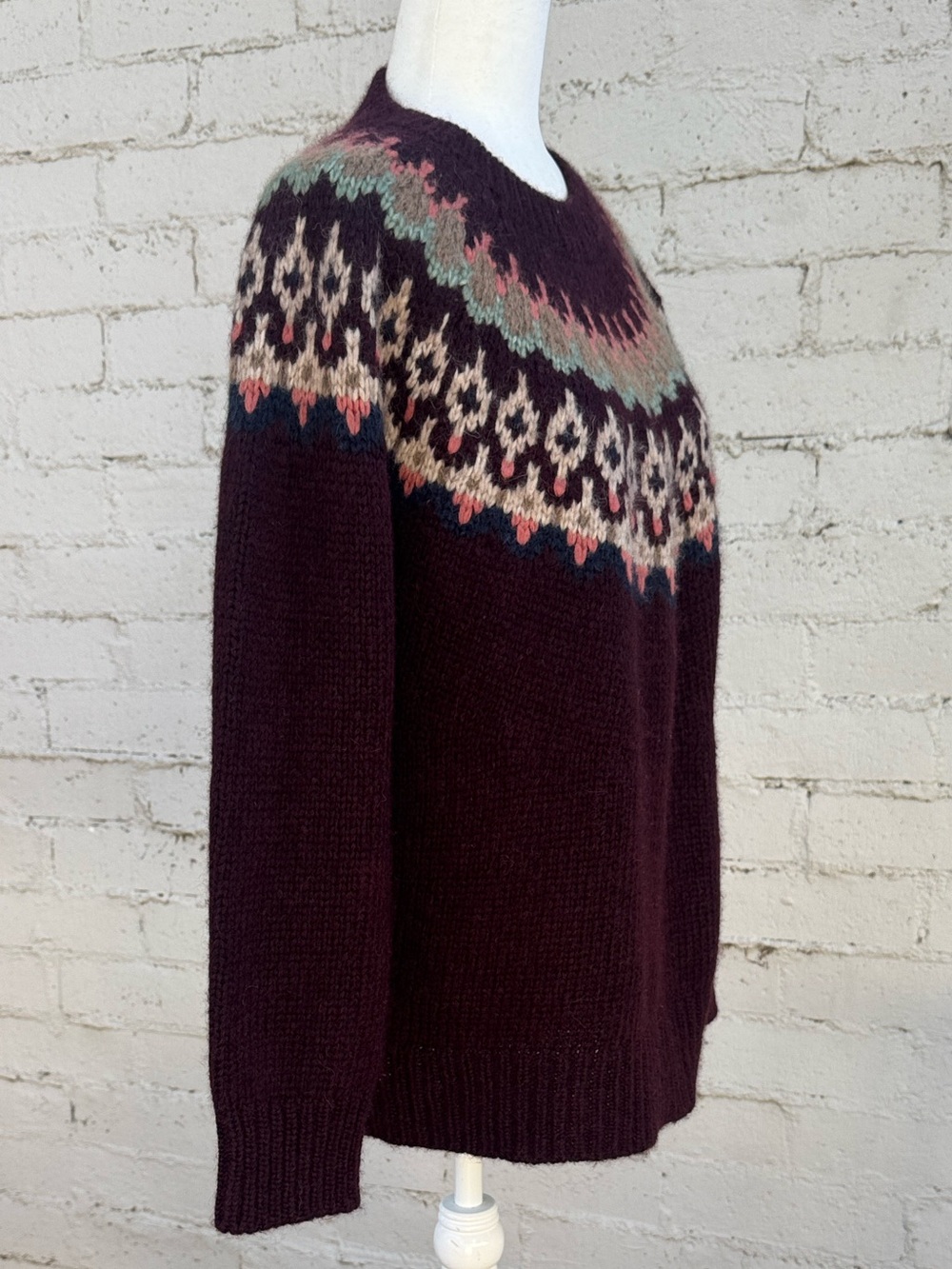 TOAST Alpaca Cotton Wool Patterned Yoke Fair Isle Sweater Size M - Picture 2 of 13